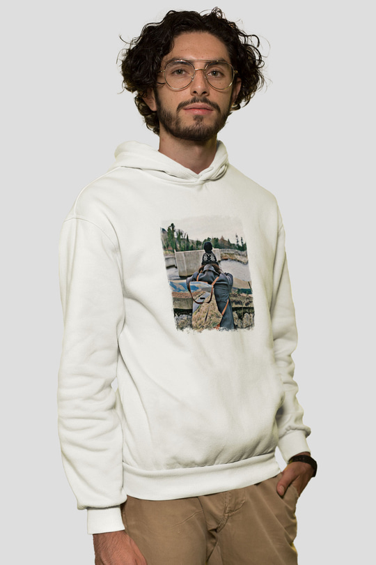 Basement Baskılı Unisex Beyaz Hoodie