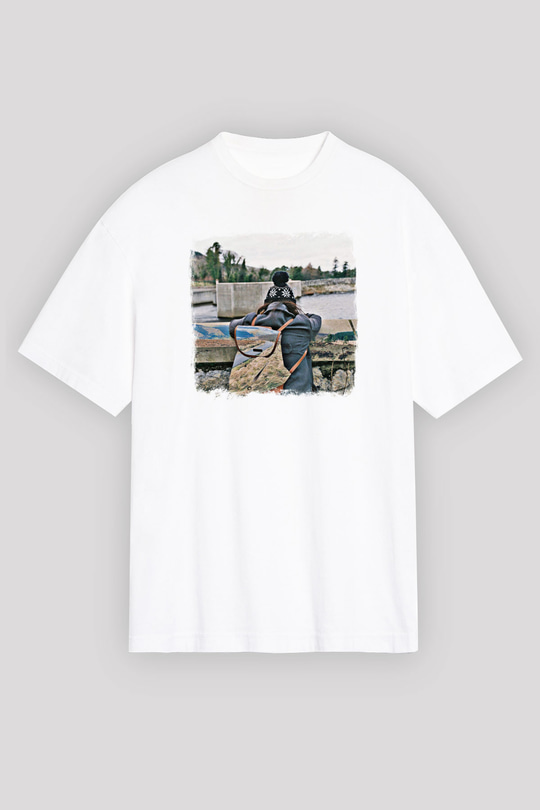 Basement Baskılı Unisex Beyaz Oversize Tişört