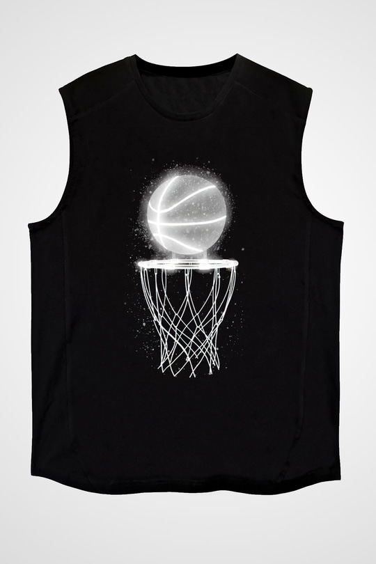 Basketbol Baskılı Unisex Siyah  Kolsuz Tişört