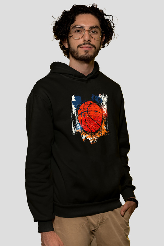 Basketbol Siyah Unisex Hoodie