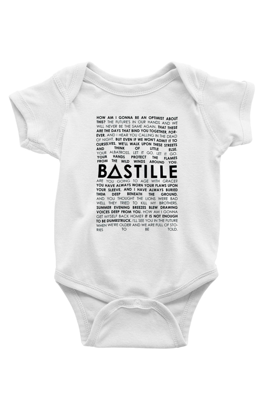 Bastille Baskılı Beyaz Unisex Bebek Body - Zıbın