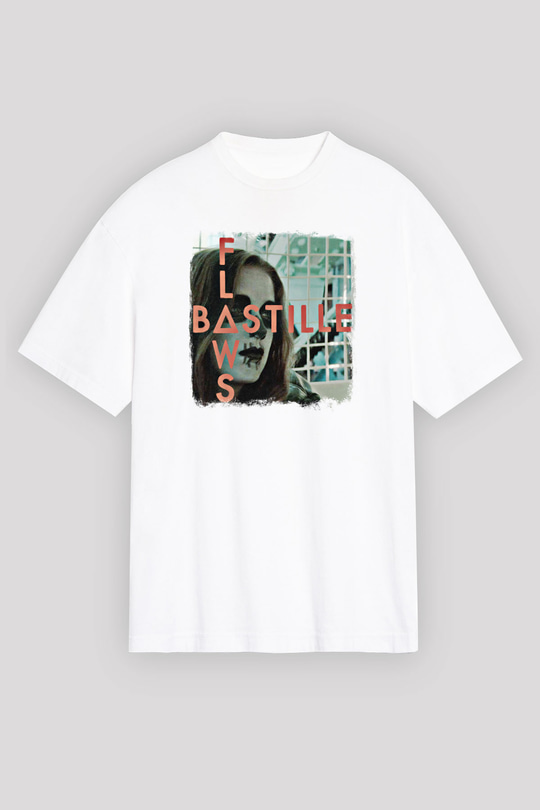 Bastille Baskılı Unisex Beyaz Oversize Tişört