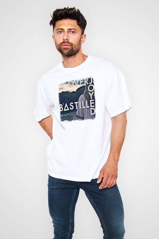 Bastille Baskılı Unisex Beyaz Oversize Tişört