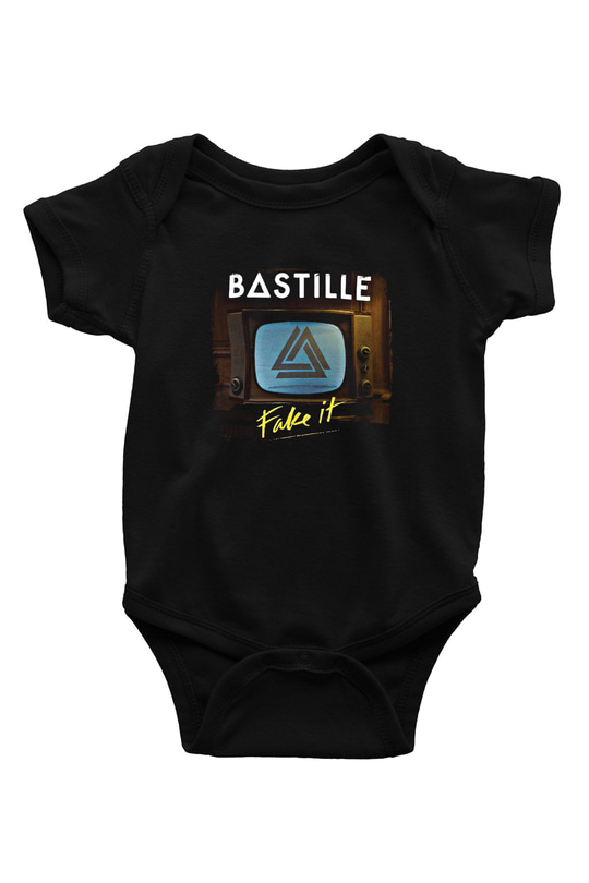 Bastille Baskılı Unisex Siyah Bebek Body - Zıbın