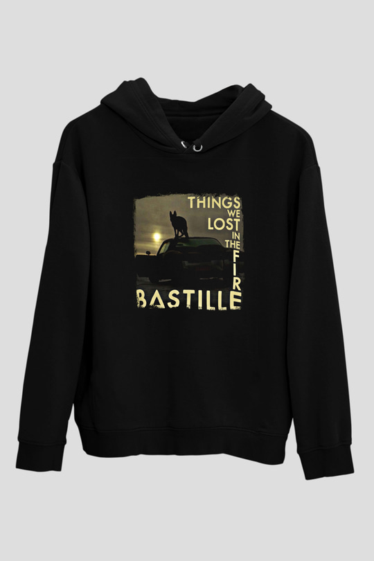 Bastille Baskılı Unisex Siyah Hoodie