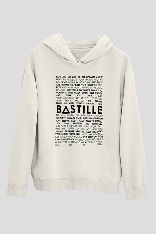 Bastille Beyaz Unisex Kapşonlu Sweatshirt