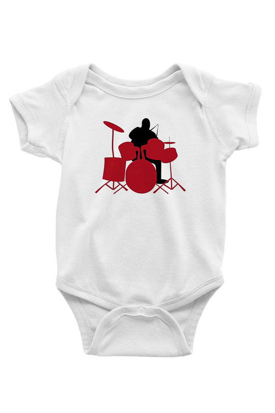 Bateri Baskılı Beyaz Unisex Bebek Body - Zıbın