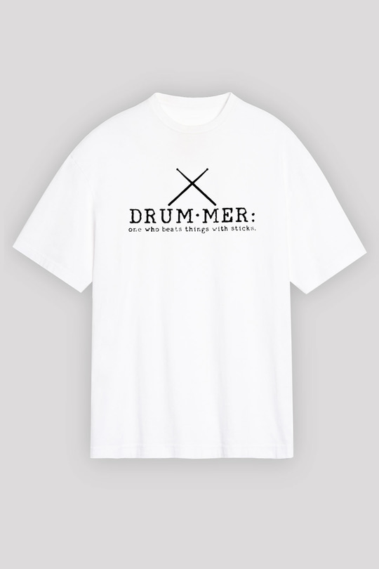 Bateri Baskılı Beyaz Unisex Oversize Tişört - Tshirt