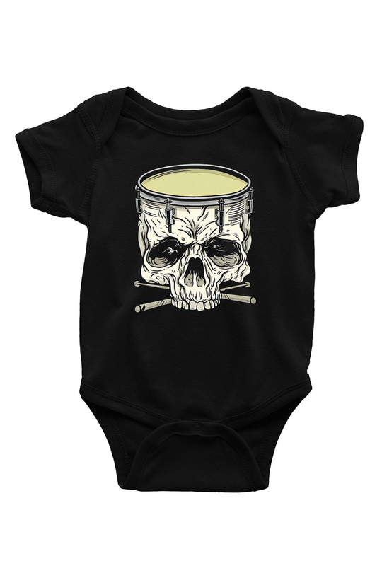 Bateri Baskılı Unisex Siyah Bebek Body - Zıbın