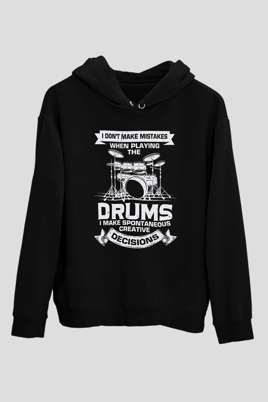 Bateri Baskılı Unisex Siyah Hoodie