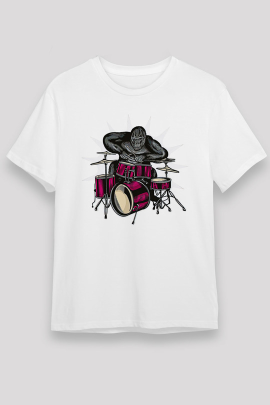 Bateri Unisex Baskılı Beyaz Tişört - Tshirt