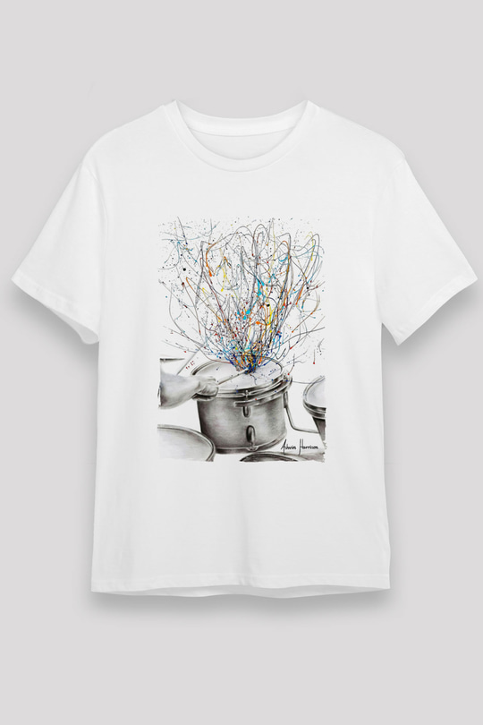 Bateri Unisex Baskılı Beyaz Tişört - Tshirt