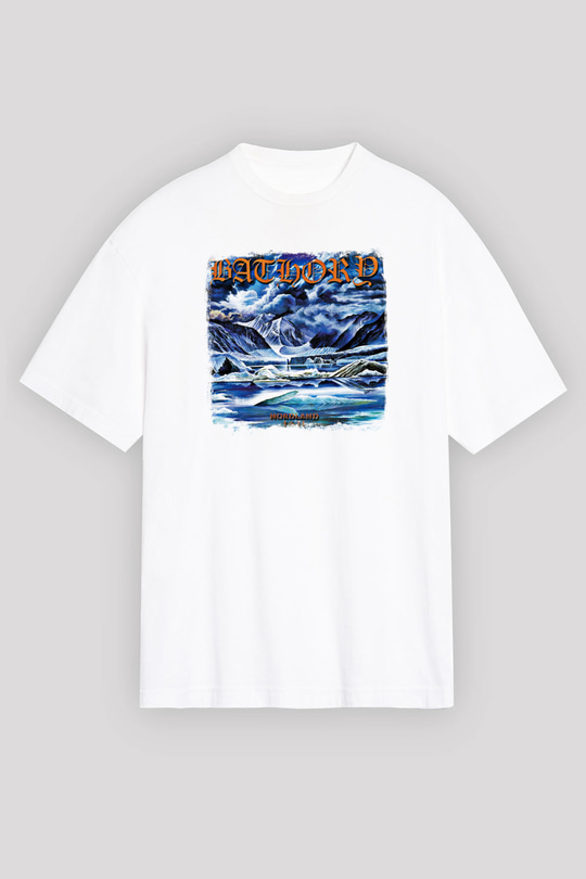 Bathory Baskılı Unisex Beyaz Oversize Tişört