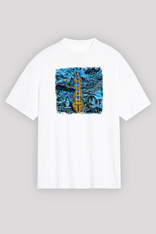 Bathory Baskılı Unisex Beyaz Oversize Tişört
