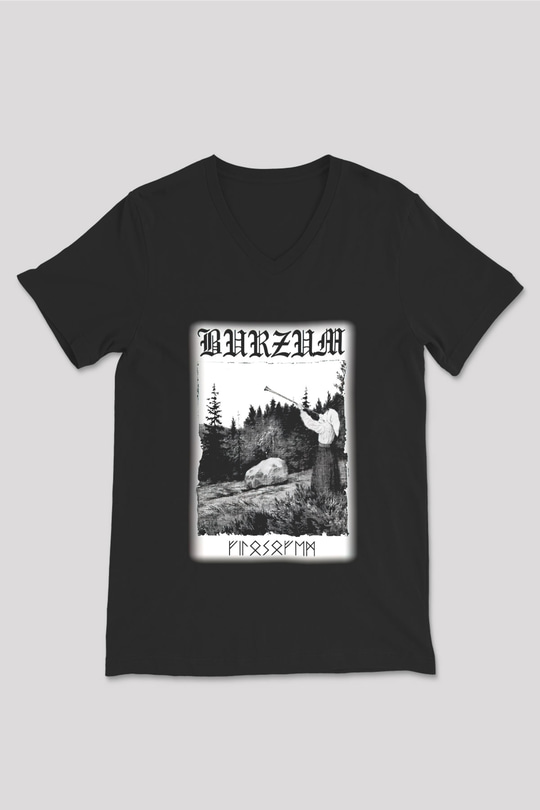 Bathory Siyah Unisex V Yaka Tişört T-Shirt