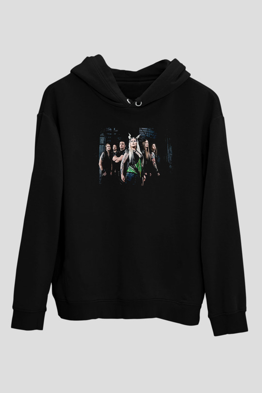 Battle Beast Baskılı Unisex Siyah Kapüşonlu Sweatshirt