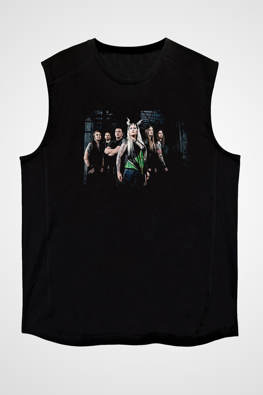 Battle Beast Baskılı Unisex Siyah Kolsuz Tişört - Tshirt