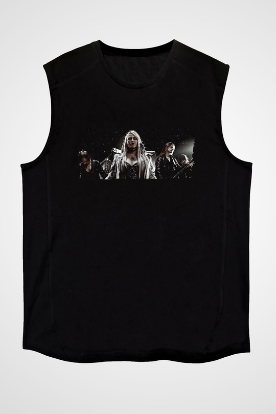 Battle Beast Baskılı Unisex Siyah Kolsuz Tişört - Tshirt
