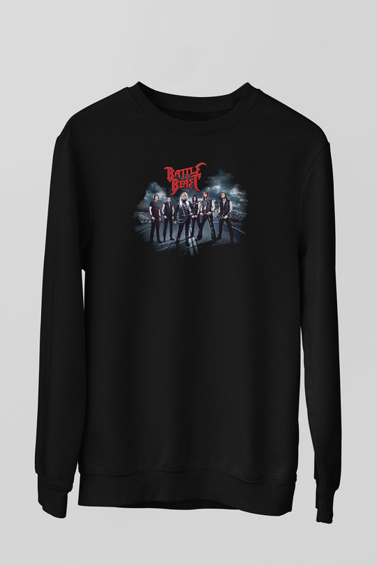 Battle Beast Baskılı Unisex Siyah Sweatshirt