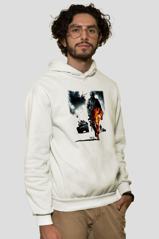 Battlefield Beyaz Unisex Hoodie