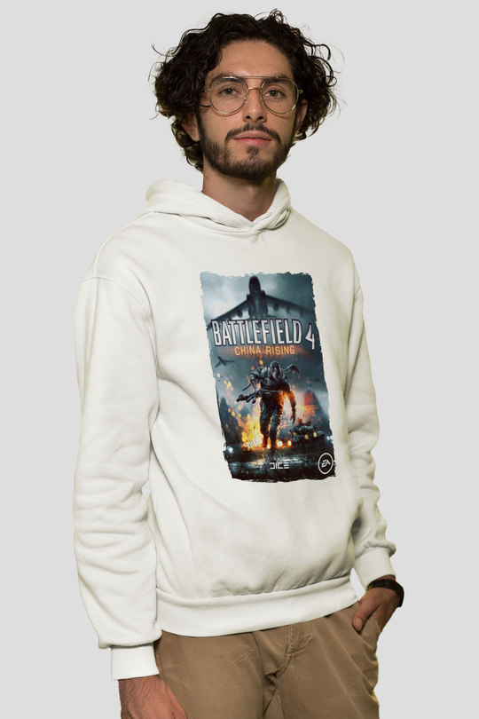 Battlefield Beyaz Unisex Hoodie