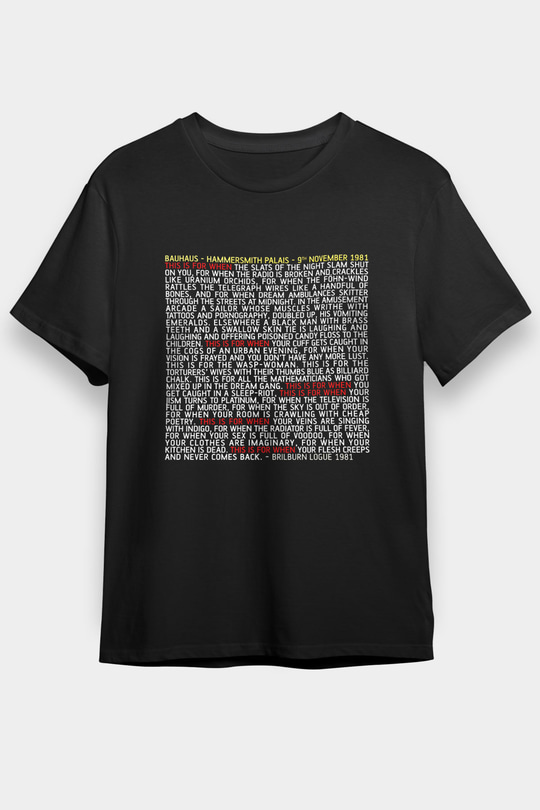 Bauhaus Baskılı Unisex Siyah Tişört