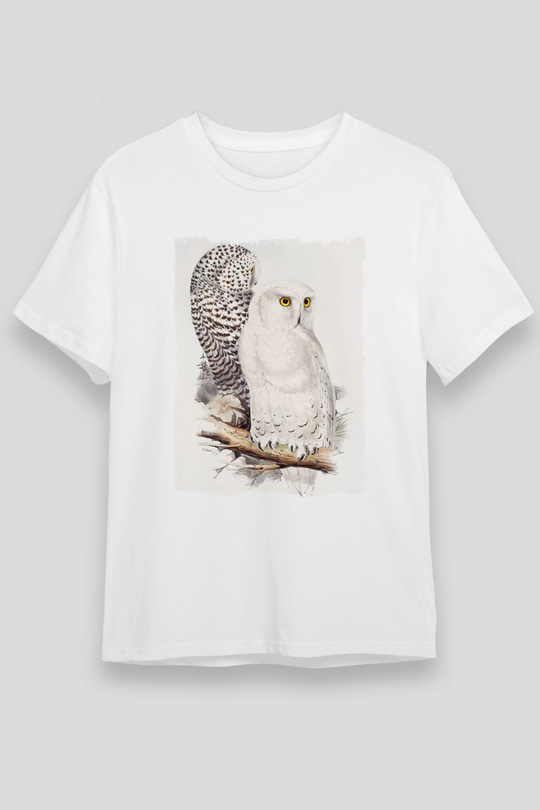 Baykuş Beyaz Unisex Tişört T-Shirt - TişörtFabrikası