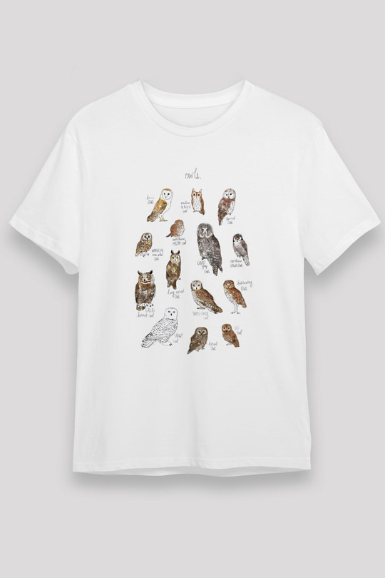 Baykuş Beyaz Unisex Tişört T-Shirt - TişörtFabrikası