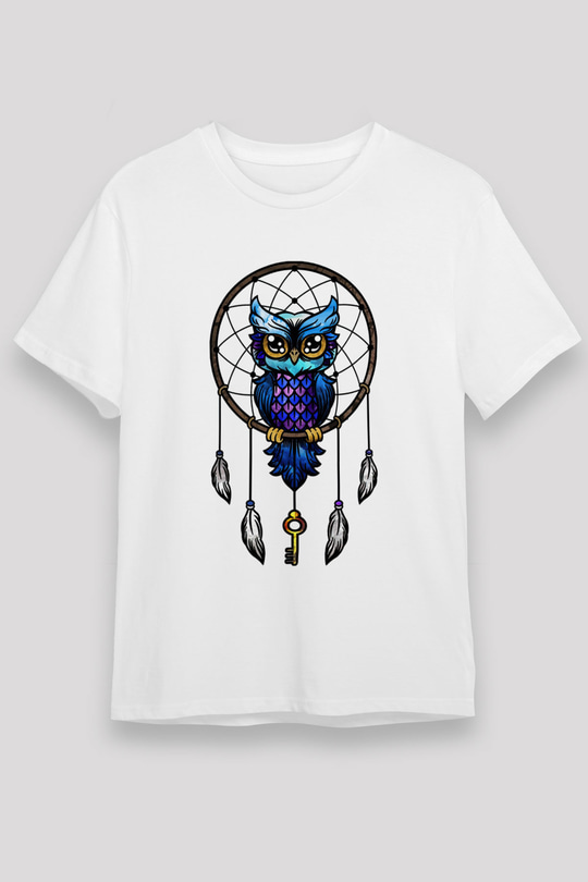 Baykuş Beyaz Unisex Tişört T-Shirt - TişörtFabrikası