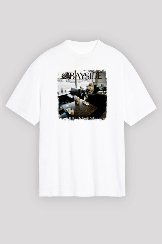 Bayside Baskılı Unisex Beyaz Oversize Tişört