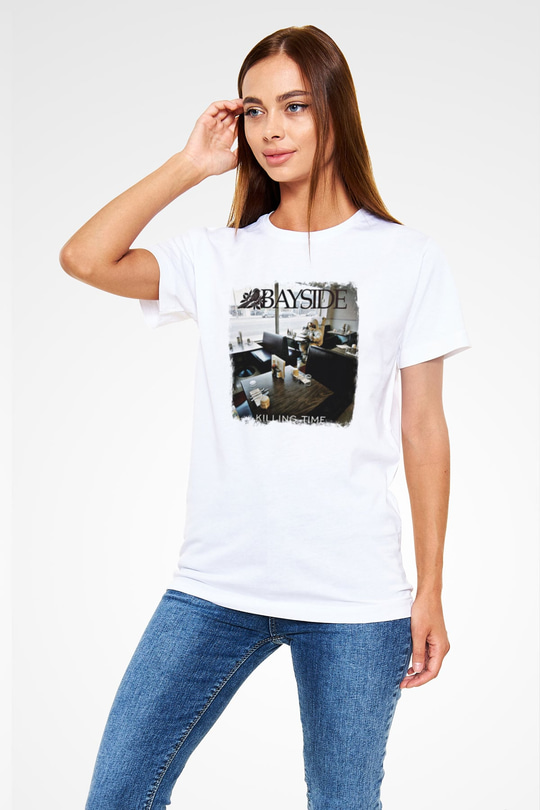Bayside Baskılı Unisex Beyaz Tişört