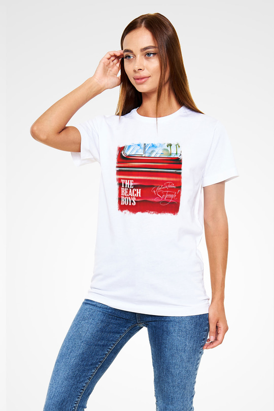 Beach Boys Baskılı Unisex Beyaz Tişört