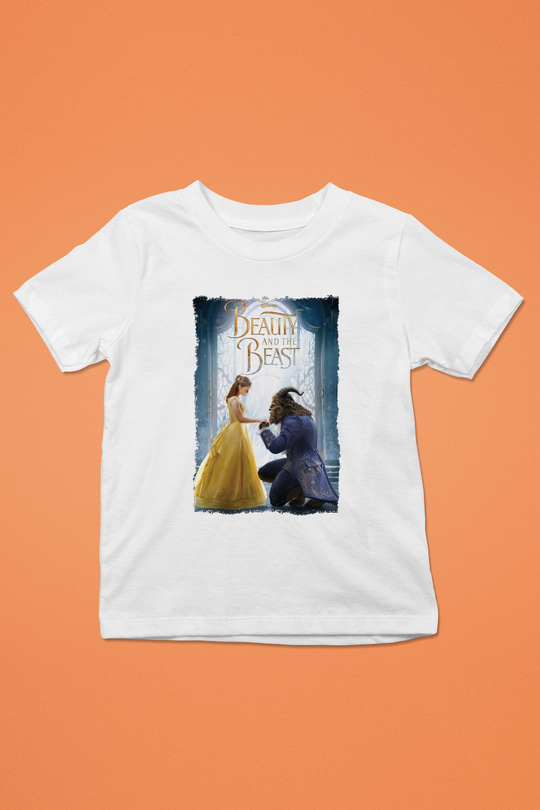 Beauty and the Beast Beyaz Unisex Çocuk Tişört