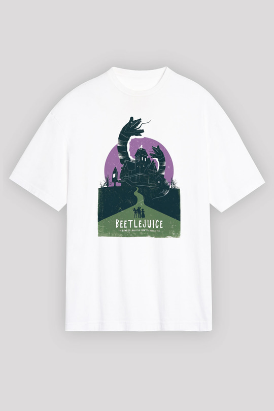 Beetlejuice Beterböcek Beyaz Unisex Oversize Tişört