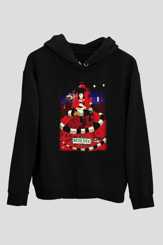 Beetlejuice Beterböcek Siyah Unisex Kapüşonlu Sweatshirt