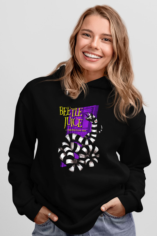 Beetlejuice Beterböcek Siyah Unisex Kapüşonlu Sweatshirt
