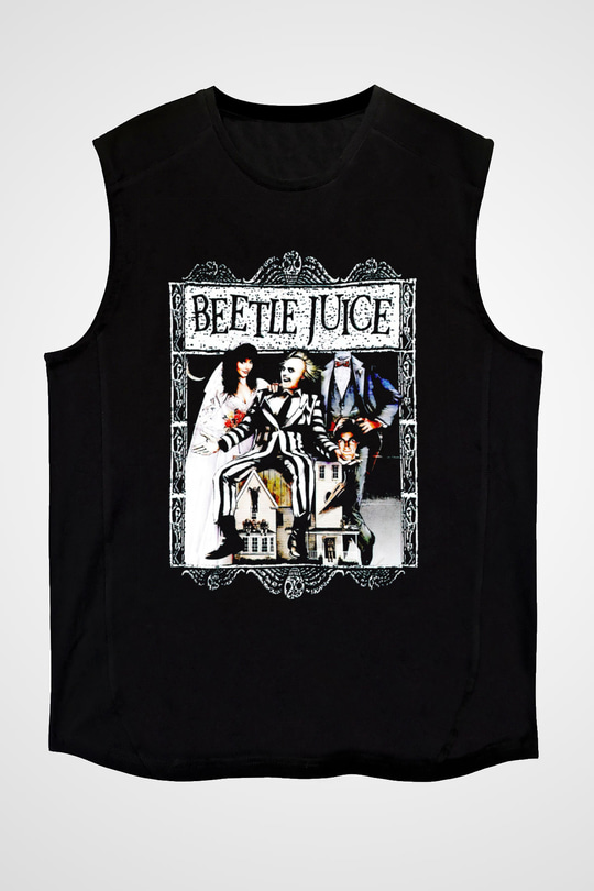Beetlejuice Beterböcek Siyah Unisex  Kolsuz Tişört