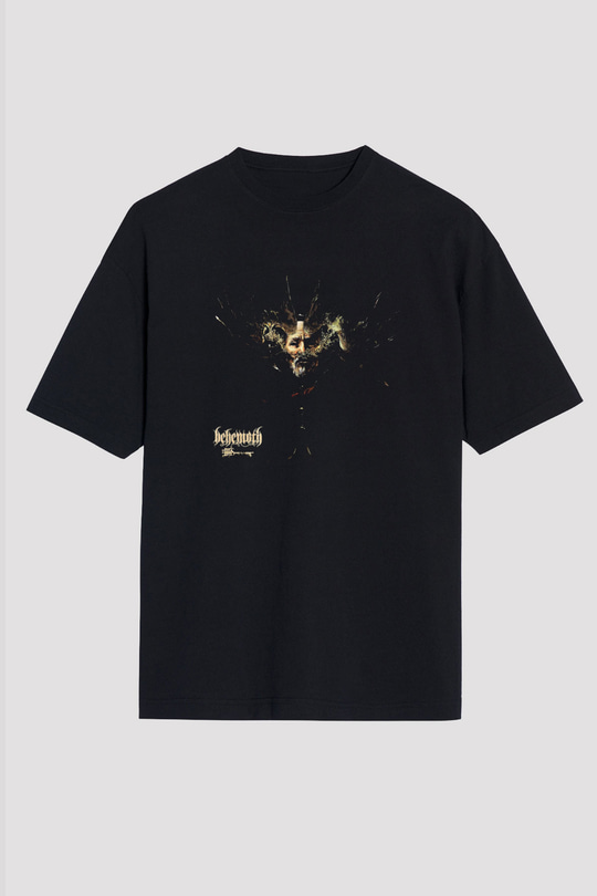 Behemoth Baskılı Unisex Siyah Oversize Tişört