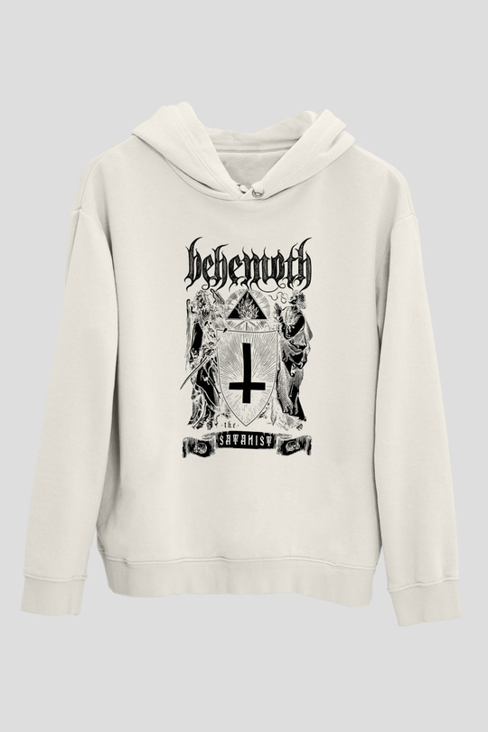 Behemoth Beyaz Unisex Kapşonlu Sweatshirt