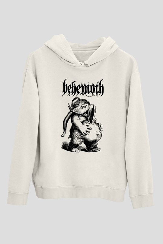 Behemoth Beyaz Unisex Kapüşonlu Sweatshirt