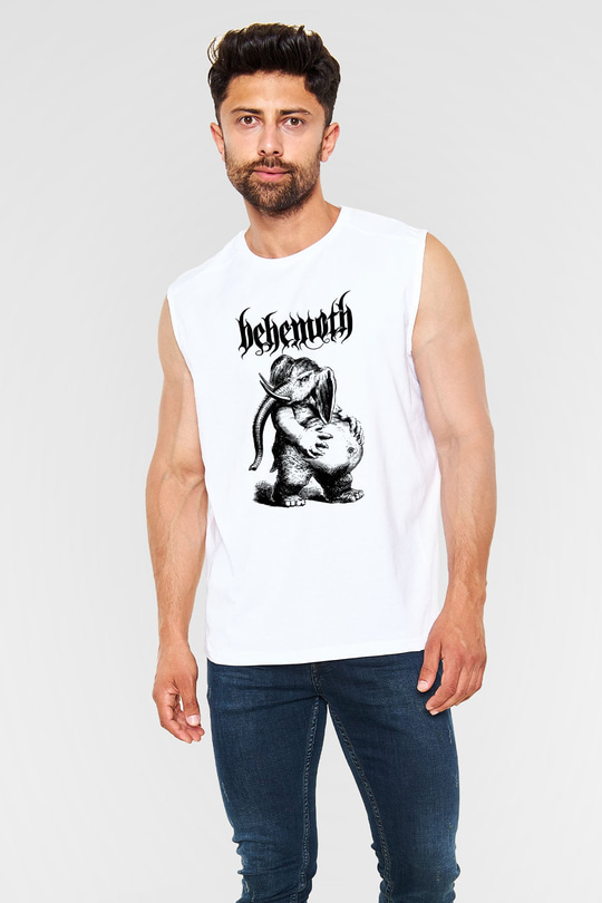 Behemoth Beyaz Unisex Kolsuz Tişört