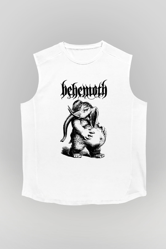 Behemoth Beyaz Unisex Kolsuz Tişört