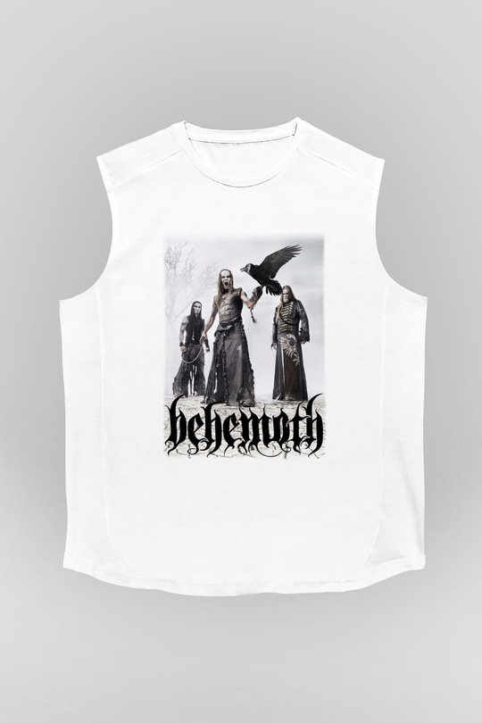 Behemoth Beyaz Unisex Kolsuz Tişört