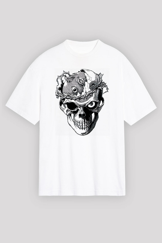 Beherit Baskılı Beyaz Unisex Oversize Tişört - Tshirt
