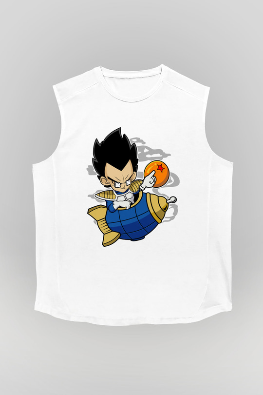 Bejita Rocket Baskılı Unisex Beyaz Kolsuz Tişört