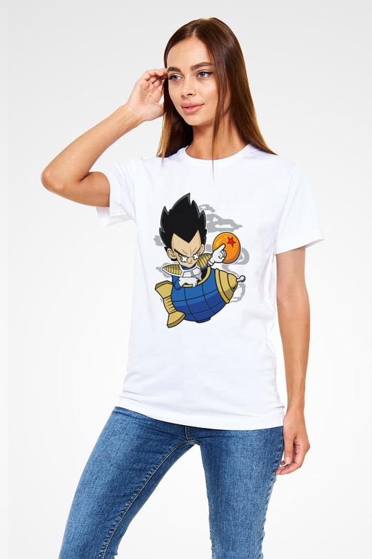 Bejita Rocket Baskılı Unisex Beyaz Tişört