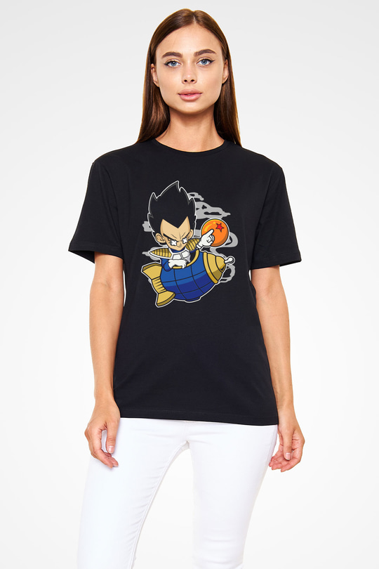 Bejita Rocket Baskılı Unisex Siyah Tişört