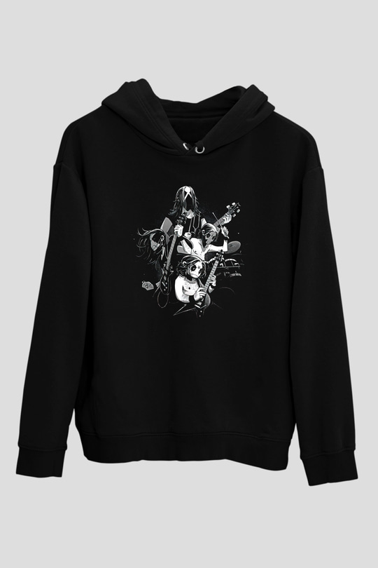Belzebubs Baskılı Unisex Siyah Kapüşonlu Sweatshirt