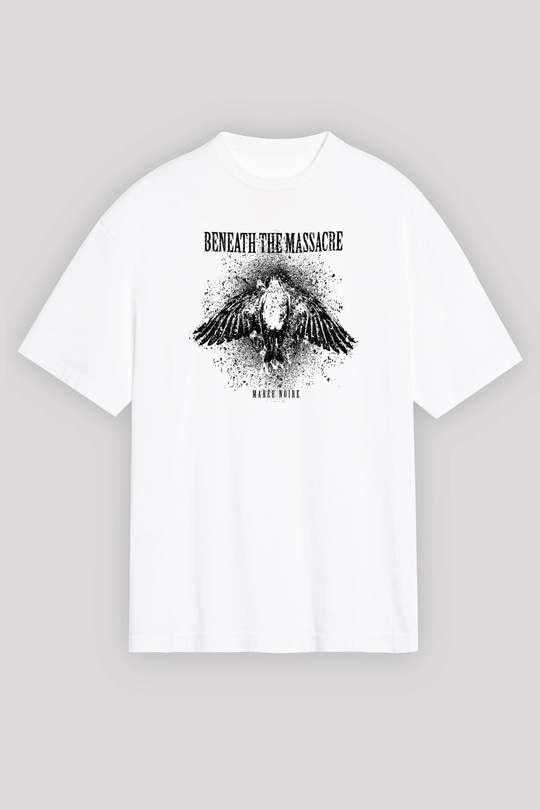 Beneath the Massacre Baskılı Unisex Beyaz Oversize Tişört