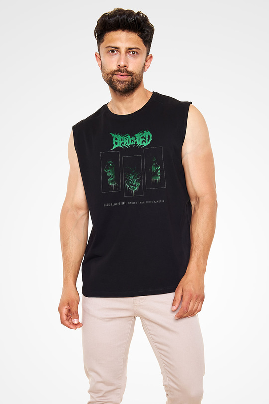 Benighted Baskılı Unisex Siyah Kolsuz Tişört - Tshirt